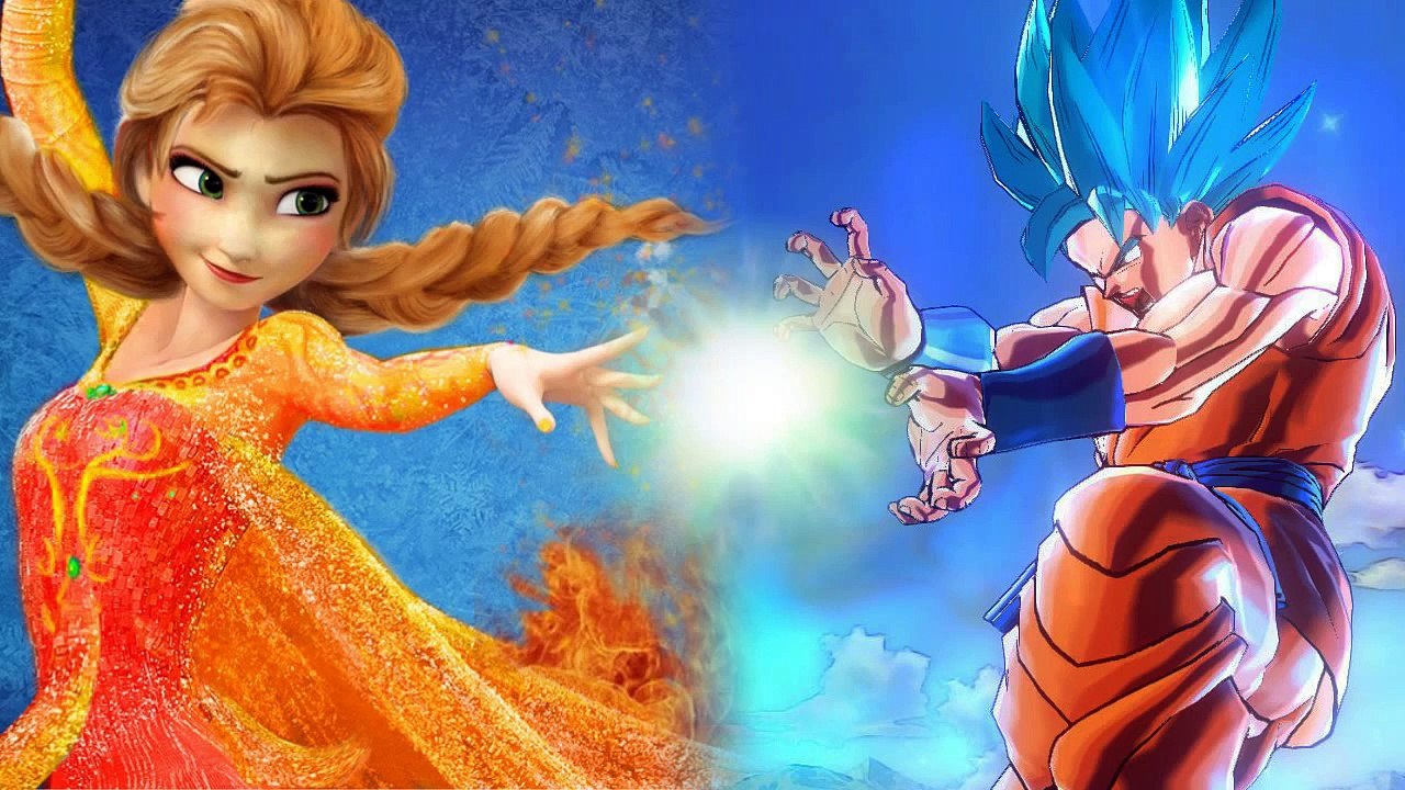 SUPER JUNIOR ELSA vs. SUPER SAIYAN GOKU ★ Icy Frozen Queen Fighting Dragon Ball Z Fighter Let It Go