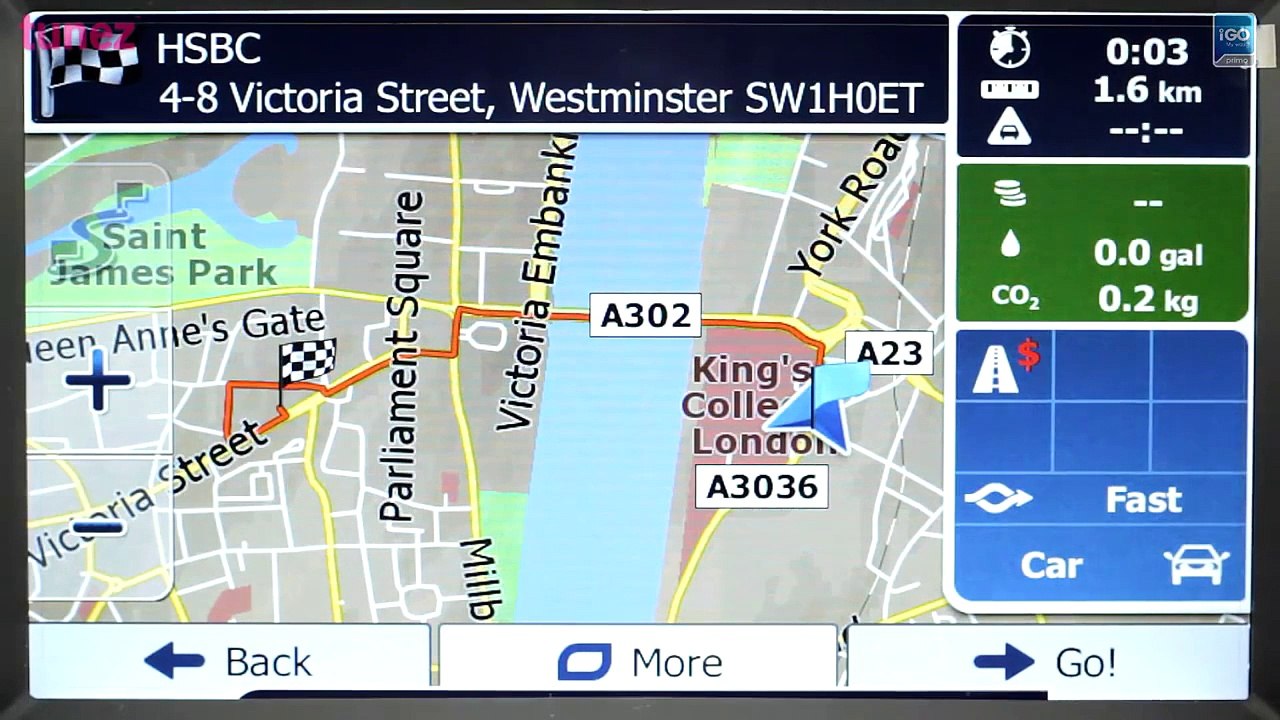 UK & Ireland iGO Primo GPS software with NAVTEQ map operating on Tunez