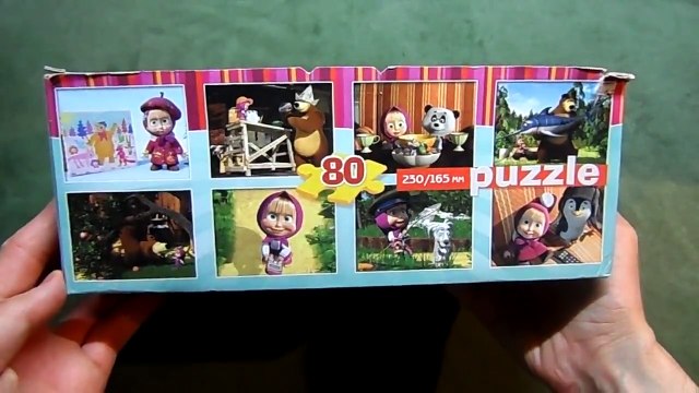 Box with puzzles and puzzle piece Masha Bear.12 to 80 parts cartoon Masha and the Bear