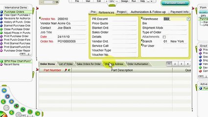 Opening a Purchase Order in Priority ERP Solution