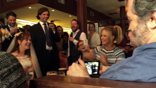 Amy Schumer in Irish singalong with Glen Handsard and Judd Apatow for newlyweds in Dublin pub