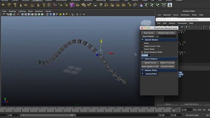 Duplicate along curve Maya Script.