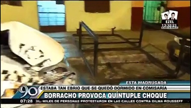 Breña: Conductor ebrio ocasionó quíntuple choque y se quedó dormido en comisaría [Video]