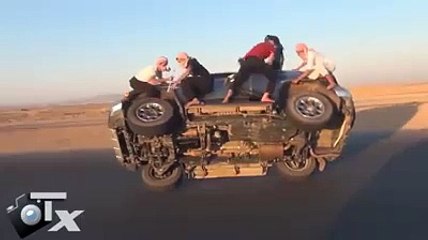 Amazing Arab Car Drive on two wheel