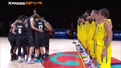 Haka impressionnant de la Nouvelle-Zélande contre l'Australie en Basket