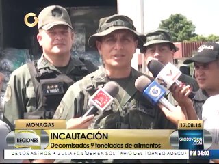 GNB incautó 9 toneladas de alimentos en Monagas