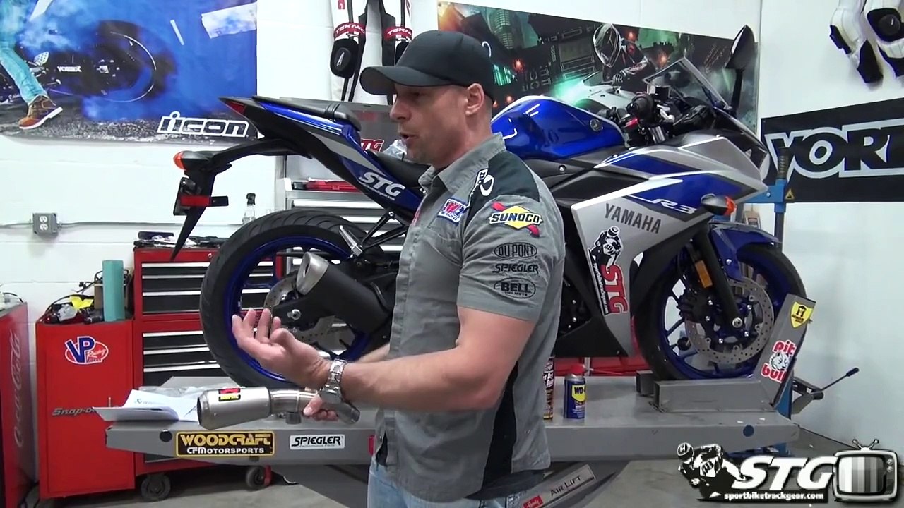 Akrapovic Slip-on Exhaust Install on a 2015 Yamaha YZF-R3 from SportbikeTrackGear.com