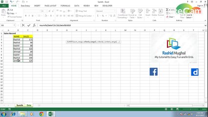 Sumifs In Ms Excel 2013