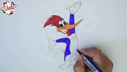 How to Draw Woody Woodpecker by Markers - Drawing Tutorial for Kids