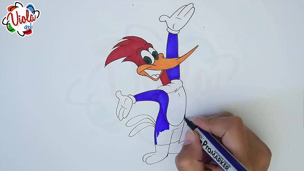 How to Draw Woody Woodpecker by Markers - Drawing Tutorial for Kids