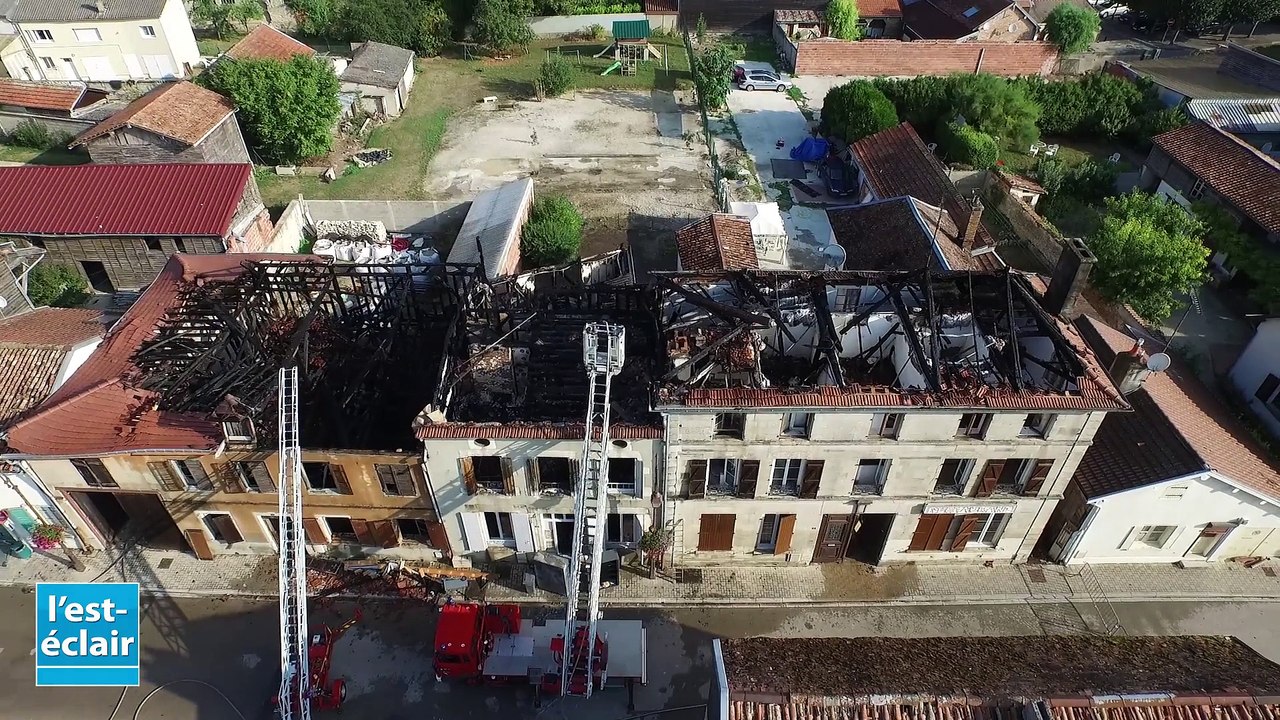 Les dégâts vus du ciel après l'incendie à Brienne-le-Château