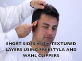 How to cut hair at home with clippers, short sides and layered spiky top.
