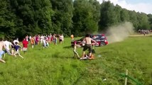 Rally Car Nearly Misses
