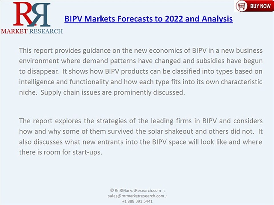 Premium Insight of BIPV Market Forecasts to 2022 and Analysis