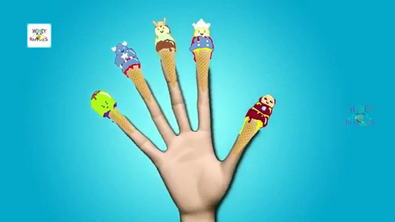 Superheroes Cartoons Ice Cream Finger Family | Ice Cream Daddy Finger Nursery Rhymes For Kids  in 3D