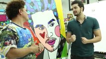 Luan Santana conhece ateliê de Romero Britto em Miami