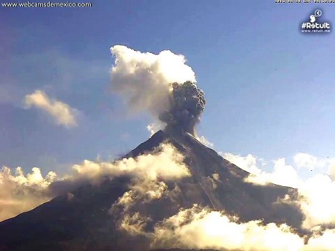 Mexico's Colima Volcano Sends Out Towering Column of Ash
