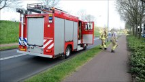 Aankomst brandweer bij spoed afhijsing in Ridderkerk