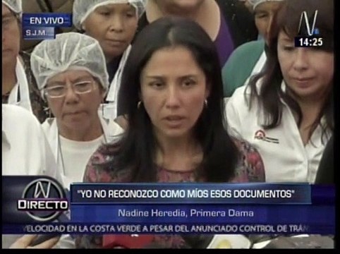 Nadine Heredia se niega a hablar sobre contenido de las agendas