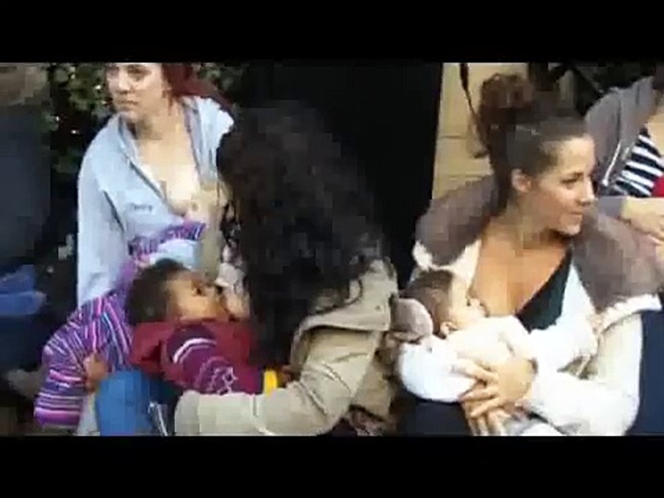 Mums stage mass public  breastfeeding protest at Claridge's hotel in Mayfair