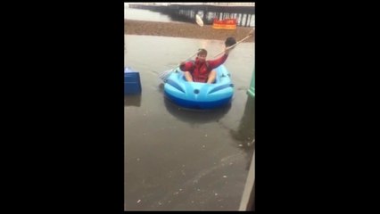 Man takes boat out onto Brighton floods