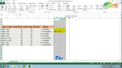 How To Use Advance Filter In Ms Excel 2013
