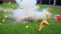 Exploding pumpkin with liquid nitrogen HD slow motion