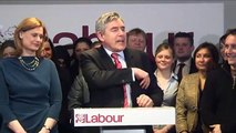 Gordon Brown addresses staff at Labour HQ