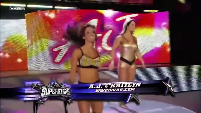 720pHD WWE Superstars 29 09 11 AJ Lee & Kaitlyn vs The Bella Twins