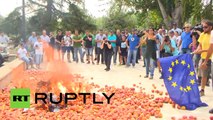 Peach Protest: Spanish farmers burn EU flag in revolt against sanctions