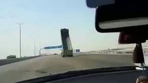 Truck Crashes into a Highway Sign