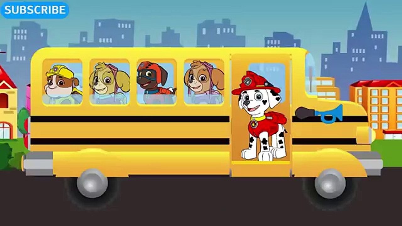 WHEELS ON THE BUS GOES ROUND AND ROUND SONG PAW PATROL CARTOON