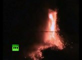 Mount Etna bursts to life: Volcano eruption night video