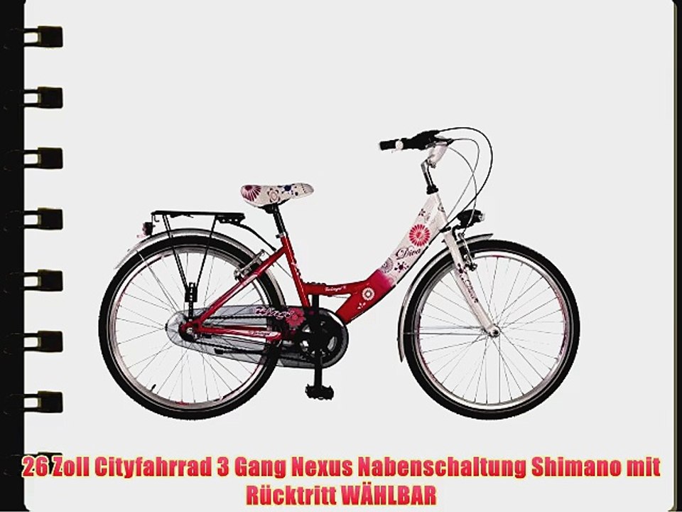 26 26 Zoll Kinder Damen Fahrrad Bike M?dchenfahrrad Cityfahrrad Citybike R?cktrittbremse 3