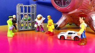 Disney Pixar Toy Story Car McQueen Saves Buzz Lightyear From Imaginext Joker Bad Guy Warriors