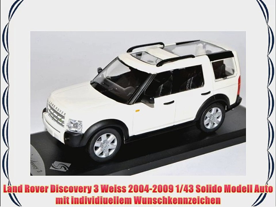 Land Rover Discovery 3 Weiss 2004-2009 1/43 Solido Modell Auto mit individiuellem Wunschkennzeichen