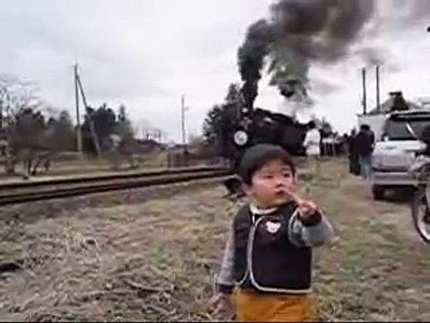 Double header steam locomotive at Moka-railway(Japan)