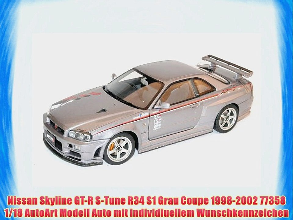 Nissan Skyline GT-R S-Tune R34 S1 Grau Coupe 1998-2002 77358 1/18 AutoArt Modell Auto mit individiuellem