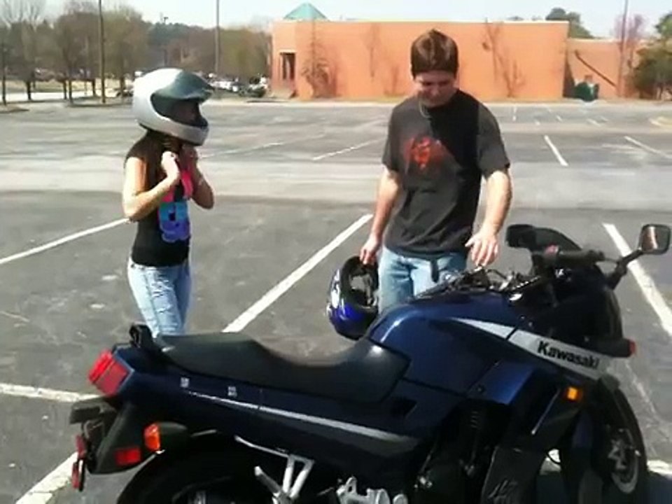 Cute asian girl's first time riding a motorcycle!