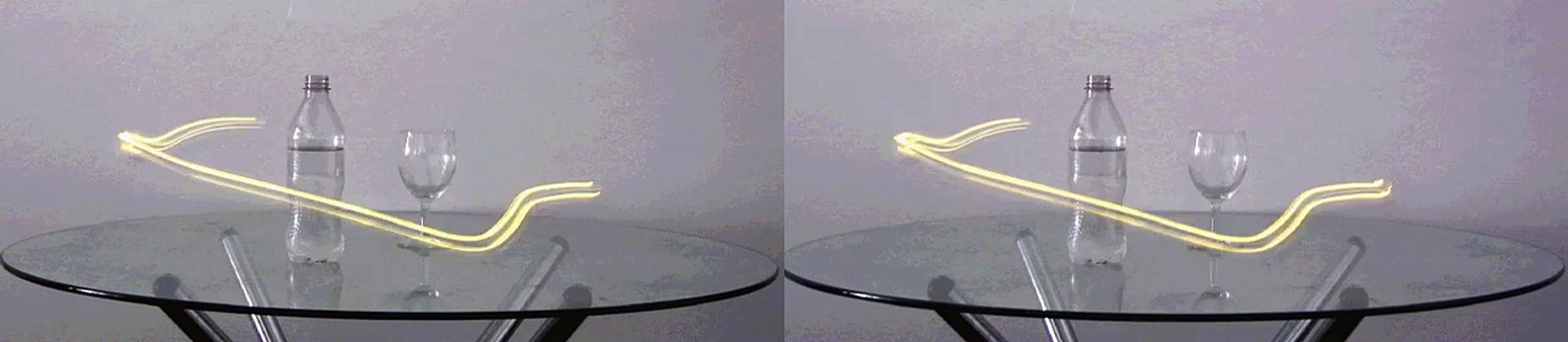 Light Painting in Stereo 3D/ Composition with Glass +Bottle