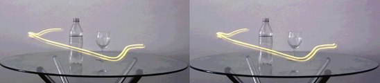 Light Painting in Stereo 3D/ Composition with Glass +Bottle