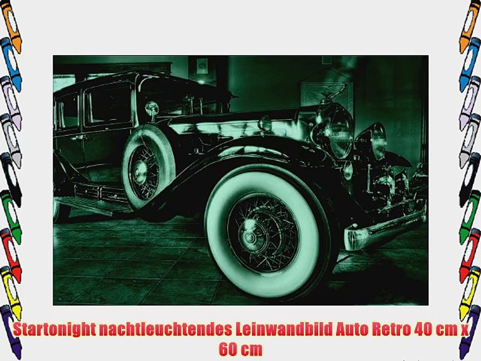 Startonight nachtleuchtendes Leinwandbild Auto Retro 40 cm x 60 cm