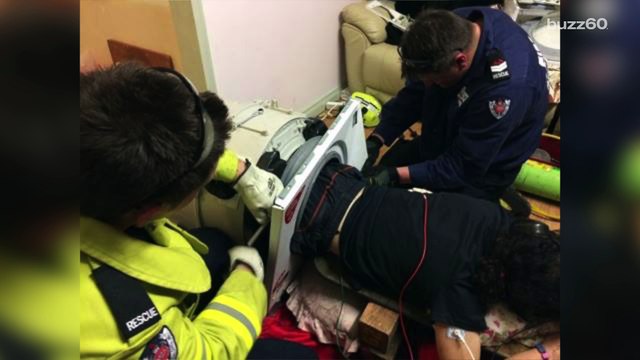 Australian firefighters rescue man trapped in washing machine