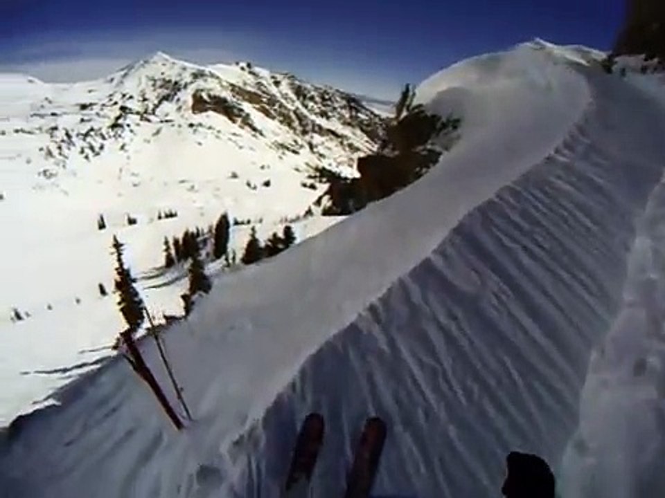 GoPro Skiing Snowbird - Double Eject off Cliff in The Bookends off Mineral Basin Express