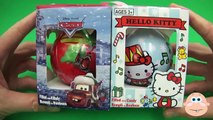 Disney Pixar Cars & Hello Kitty Surprise Eggs Christmas Toys Kinder Ornaments Opening   Unboxing