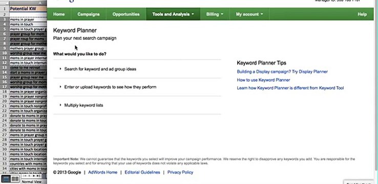 Tuto Google AdWords Keyword Planning