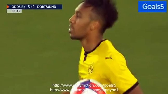 Pierre-Emerick Aubameyang Goal Odd Grenland 3 - 1 Borussia Dortmund Europa League 20-8-2015