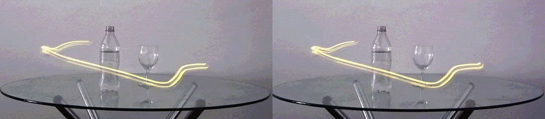 Light Painting in Stereo 3D/ Composition with Glass +Bottle
