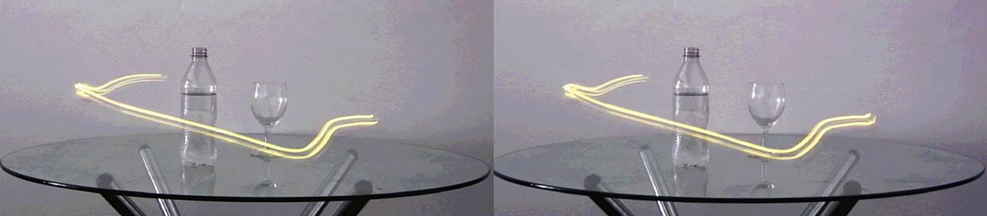 Light Painting in Stereo 3D/ Composition with Glass +Bottle