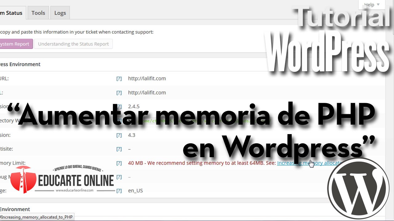 Aumentar límite de memoria para ejecutar acciones de PHP en  Wordpress